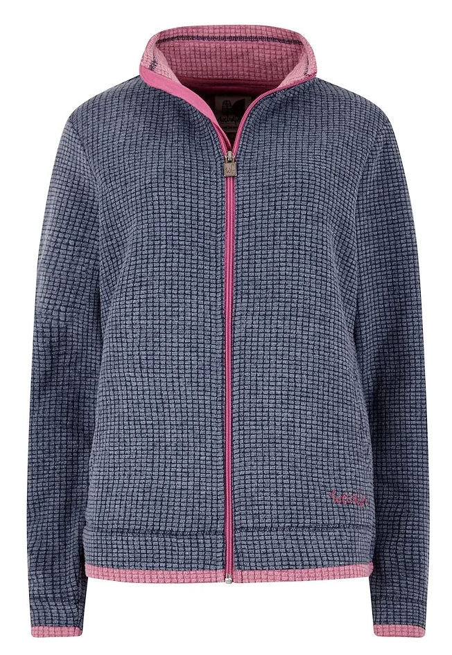 Weird Fish women's navy fleece with textured fabric and pink accents for stylish warmth