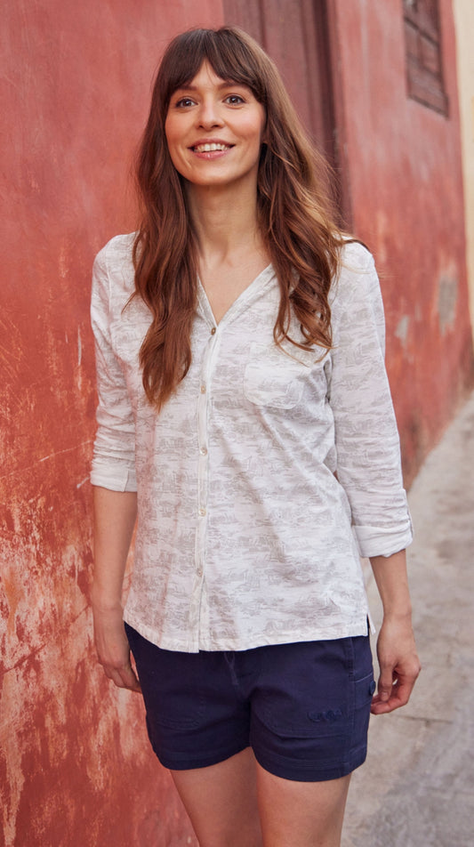 Weird Fish Womens Willoughby Cotton Shorts - Navy