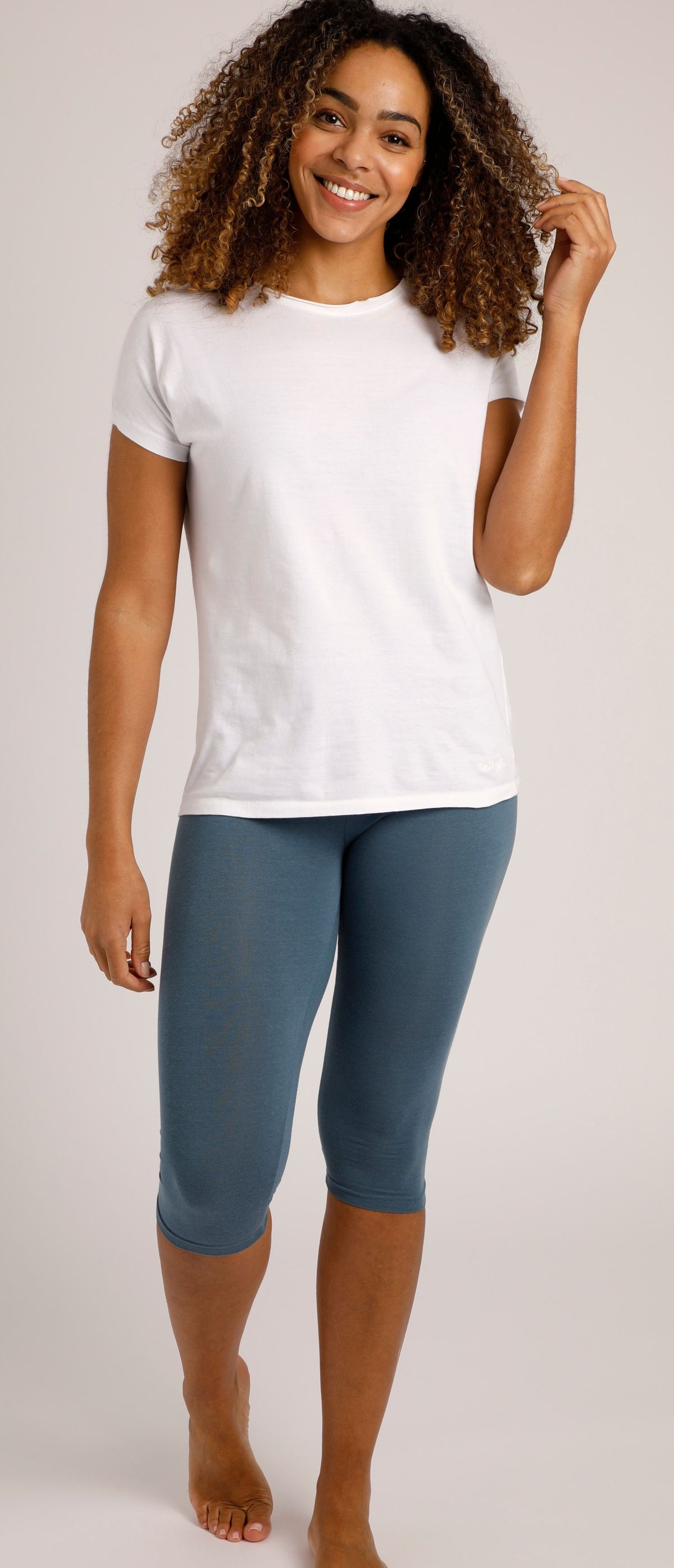 Weird Fish Womens Blondie Cropped Leggings Faded Denim Blue