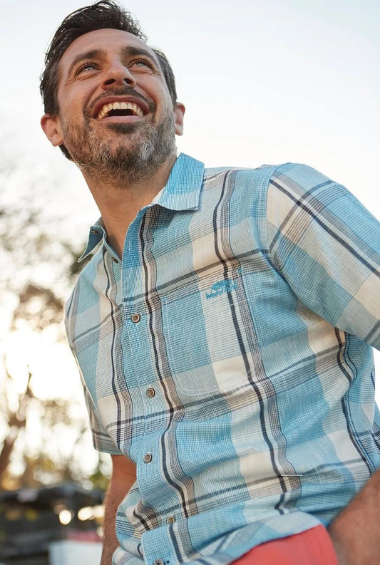 Weird Fish Mens 'Avalon' Short Sleeve Check Shirt - Azure