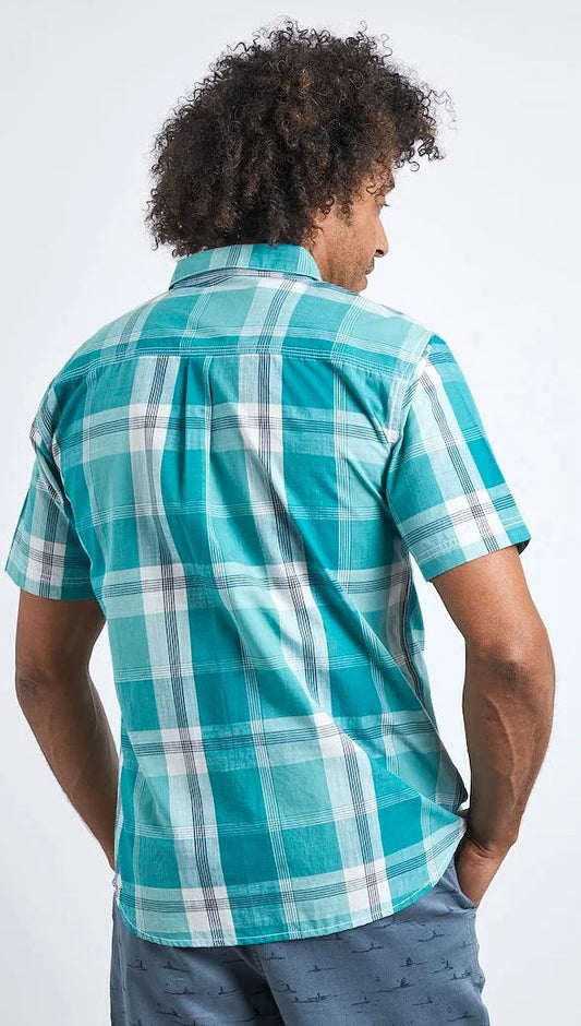 Weird Fish Mens 'Avalon' Short Sleeve Check Shirt - Viridis