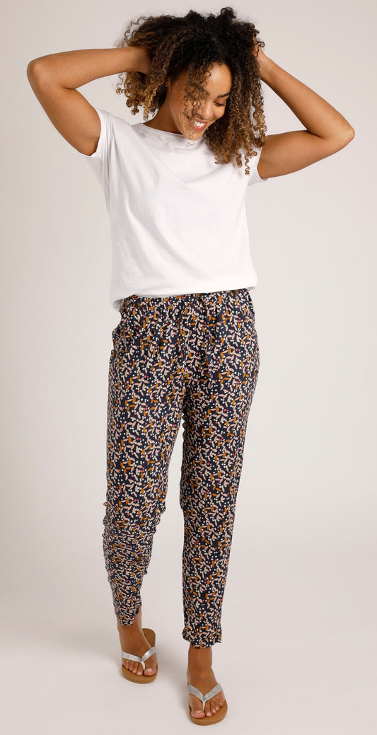 Weird Fish Womens 'Tinto' Printed Trousers - Dark Navy