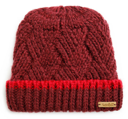Weird Fish 'Aleena' Eco Beanie Hat - Pinot Red