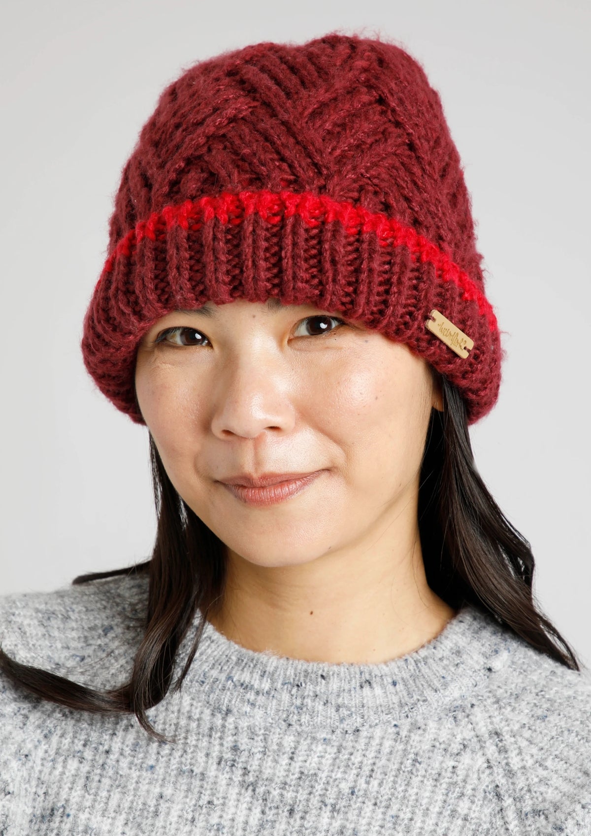 Weird Fish 'Aleena' Eco Beanie Hat - Pinot Red