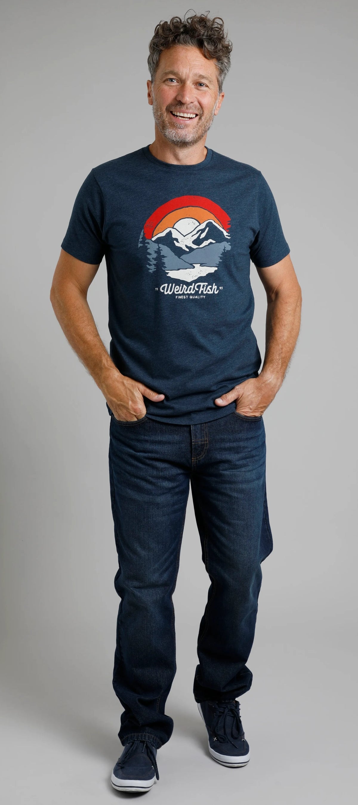 Weird Fish Mens 'Vista' Printed Tee - Navy