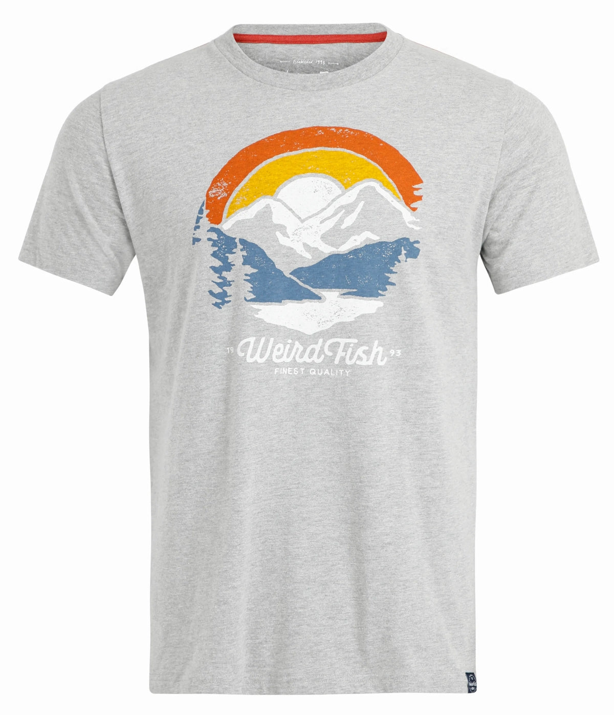 Weird Fish Mens 'Vista' Printed Tee - Grey Marl