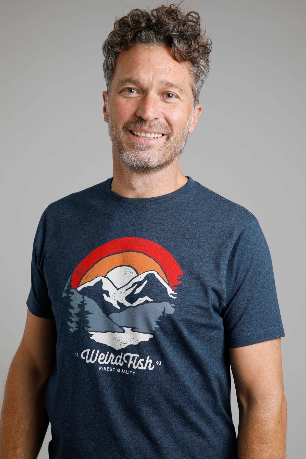 Weird Fish Mens 'Vista' Printed Tee - Navy