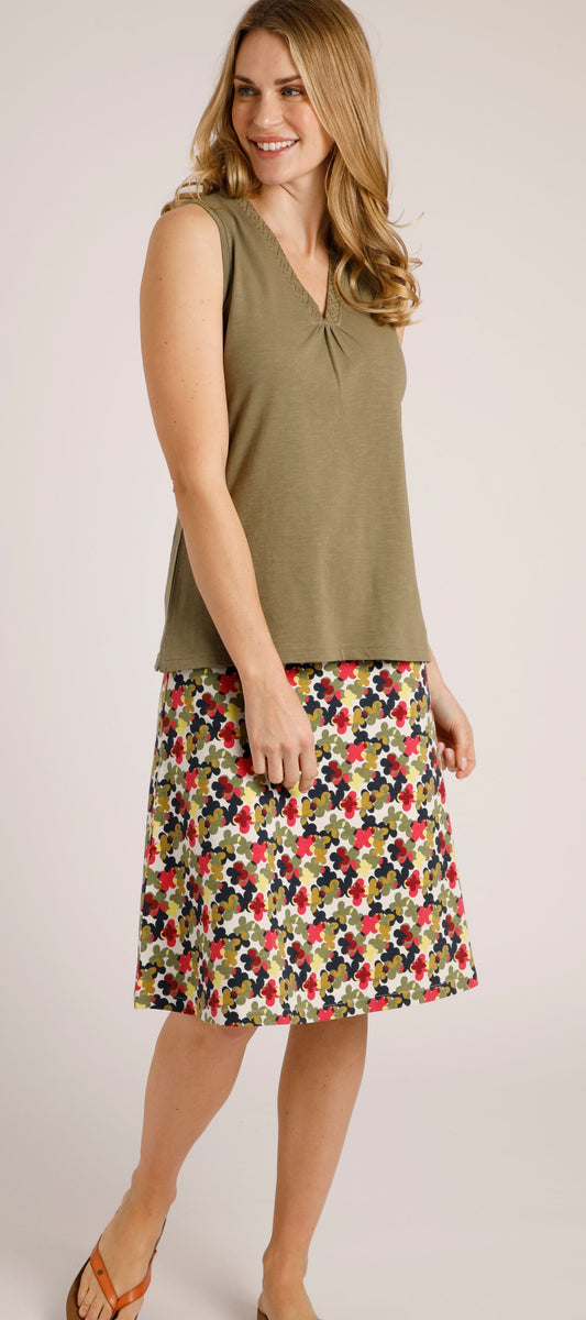 Weird Fish Womens 'Malmo' Floral Print Jersey Skirt - Pearl Grey