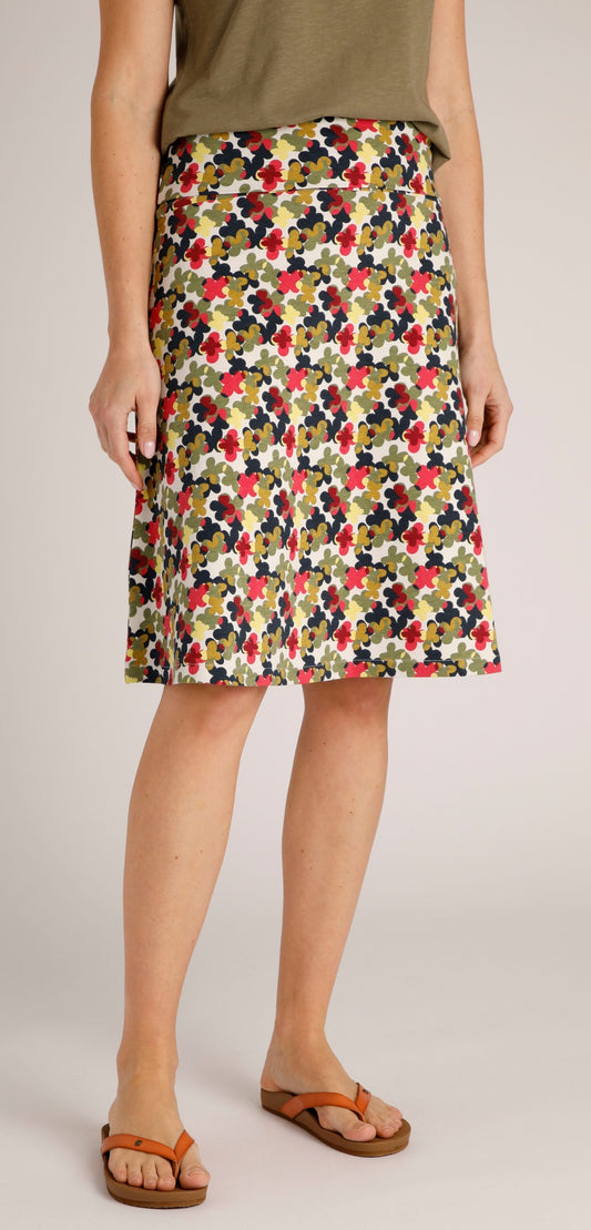 Weird Fish Womens 'Malmo' Floral Print Jersey Skirt - Pearl Grey