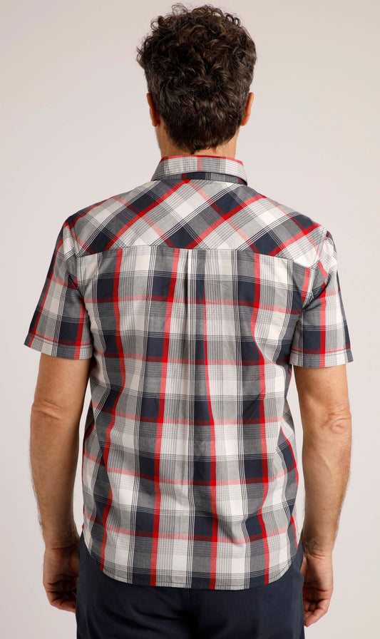 Weird Fish Mens 'Judd' Short Sleeve Check Shirt - Navy
