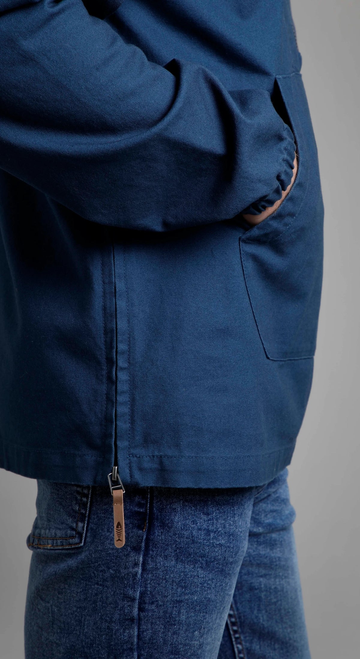 Weird Fish Mens 'Arno' Canvas Popover Jacket - Ensign Blue