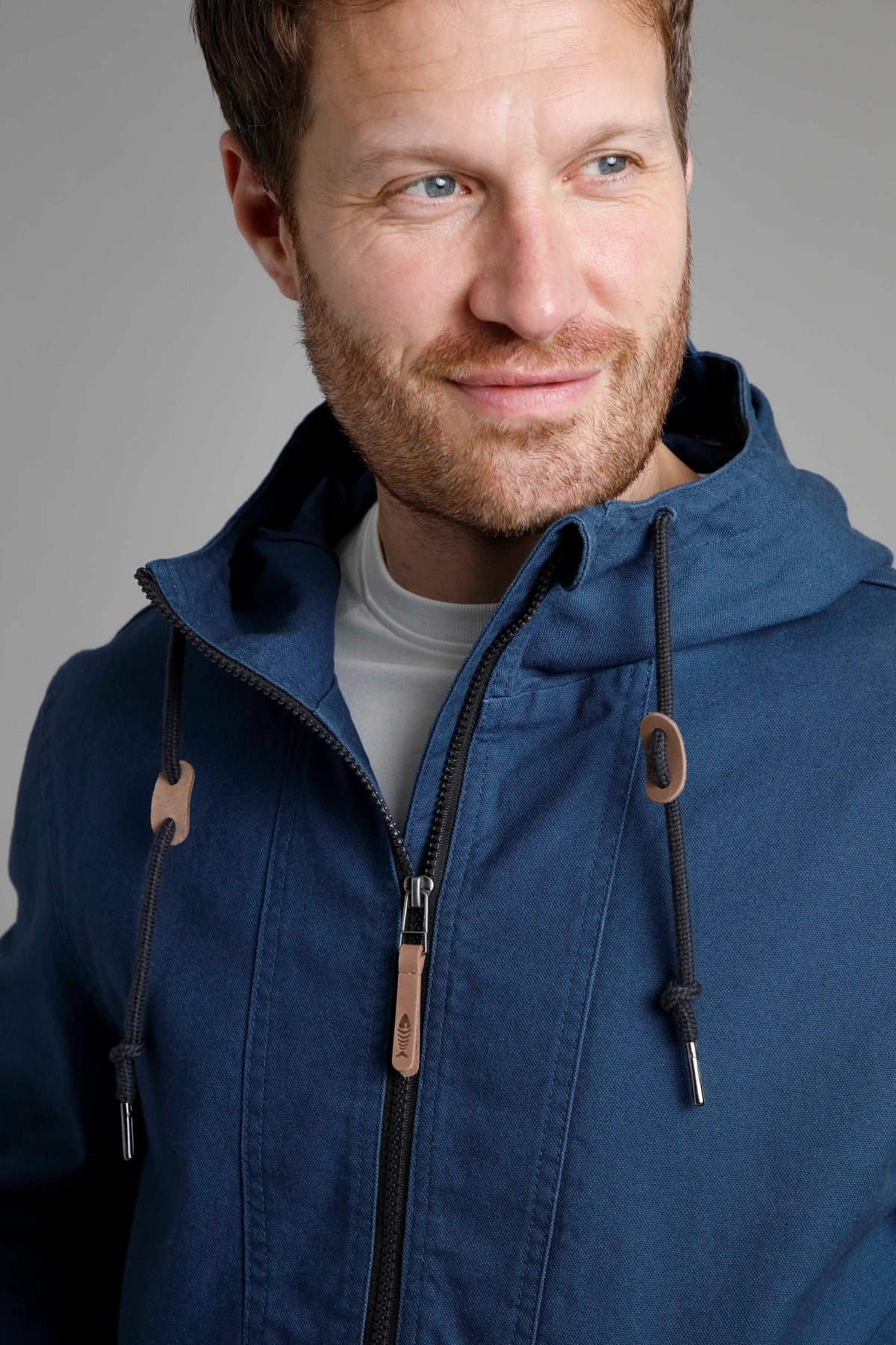 Weird Fish Mens 'Arno' Canvas Popover Jacket - Ensign Blue