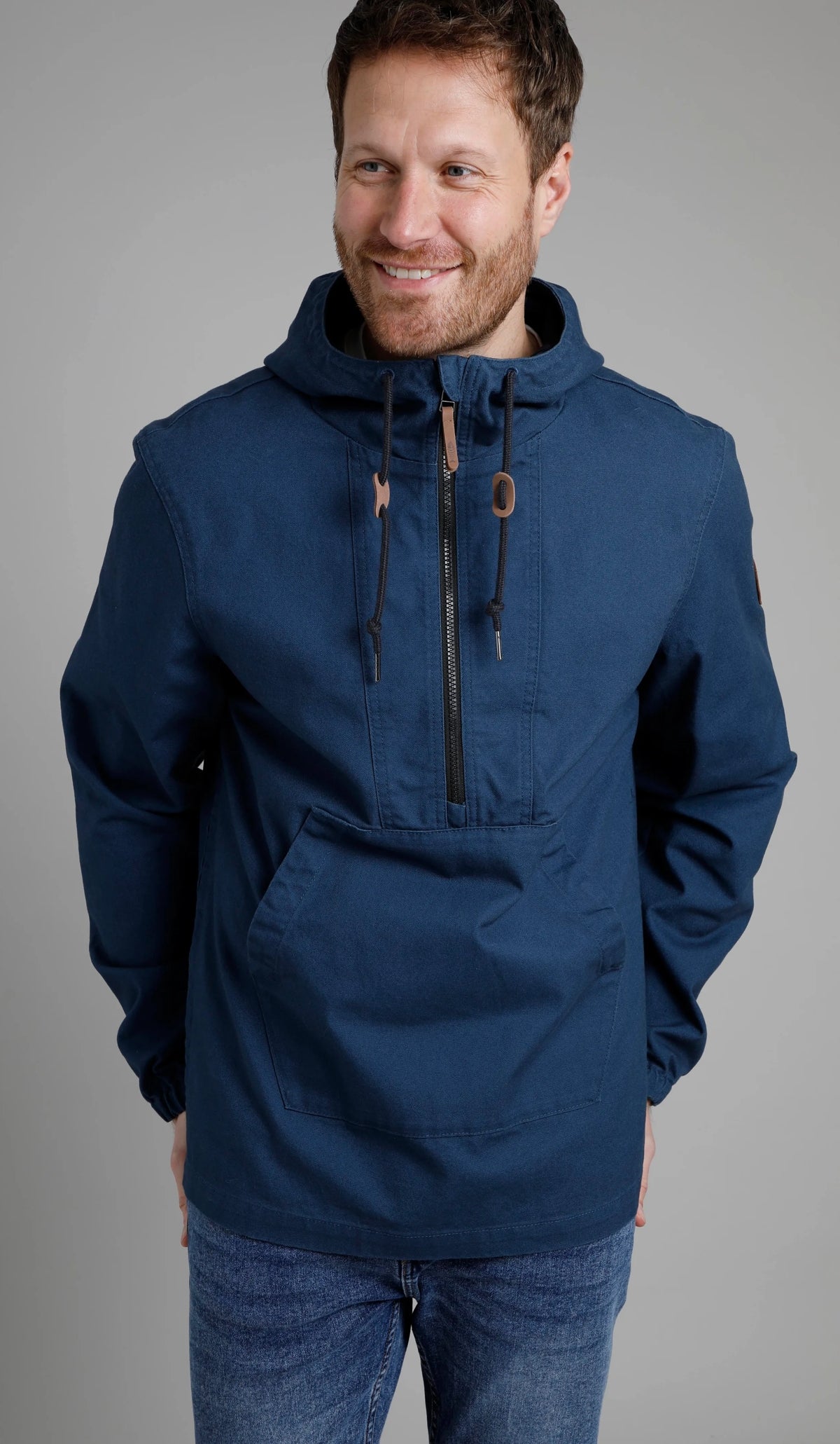 Weird Fish Mens 'Arno' Canvas Popover Jacket - Ensign Blue