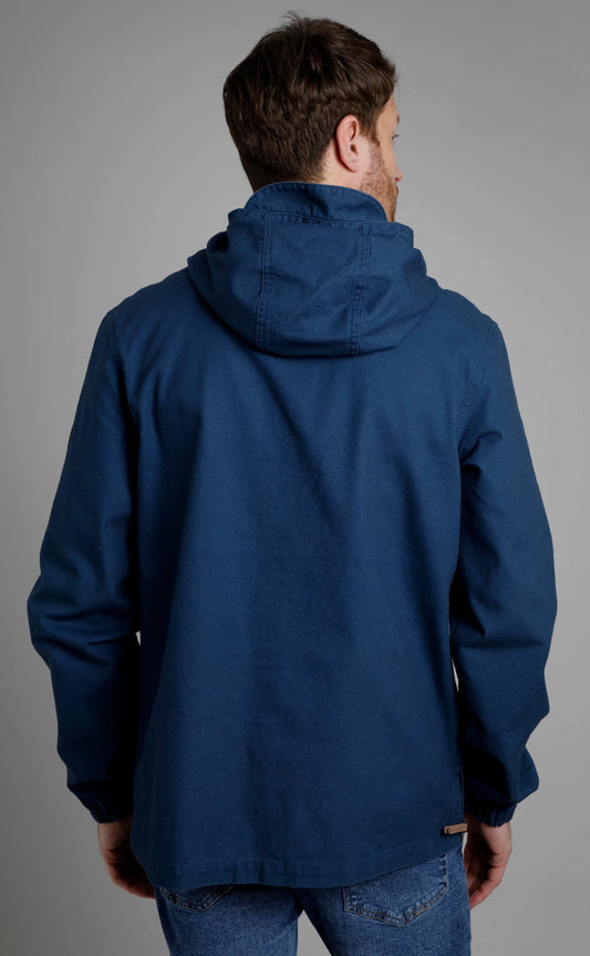 Weird Fish Mens 'Arno' Canvas Popover Jacket - Ensign Blue
