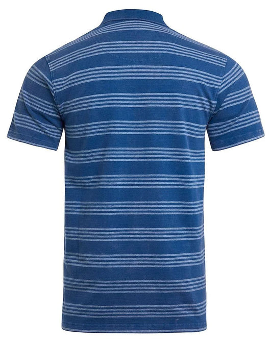 Weird Fish Mens 'Rothko' Vintage Washed Stripe Polo Shirt - Dark Blue