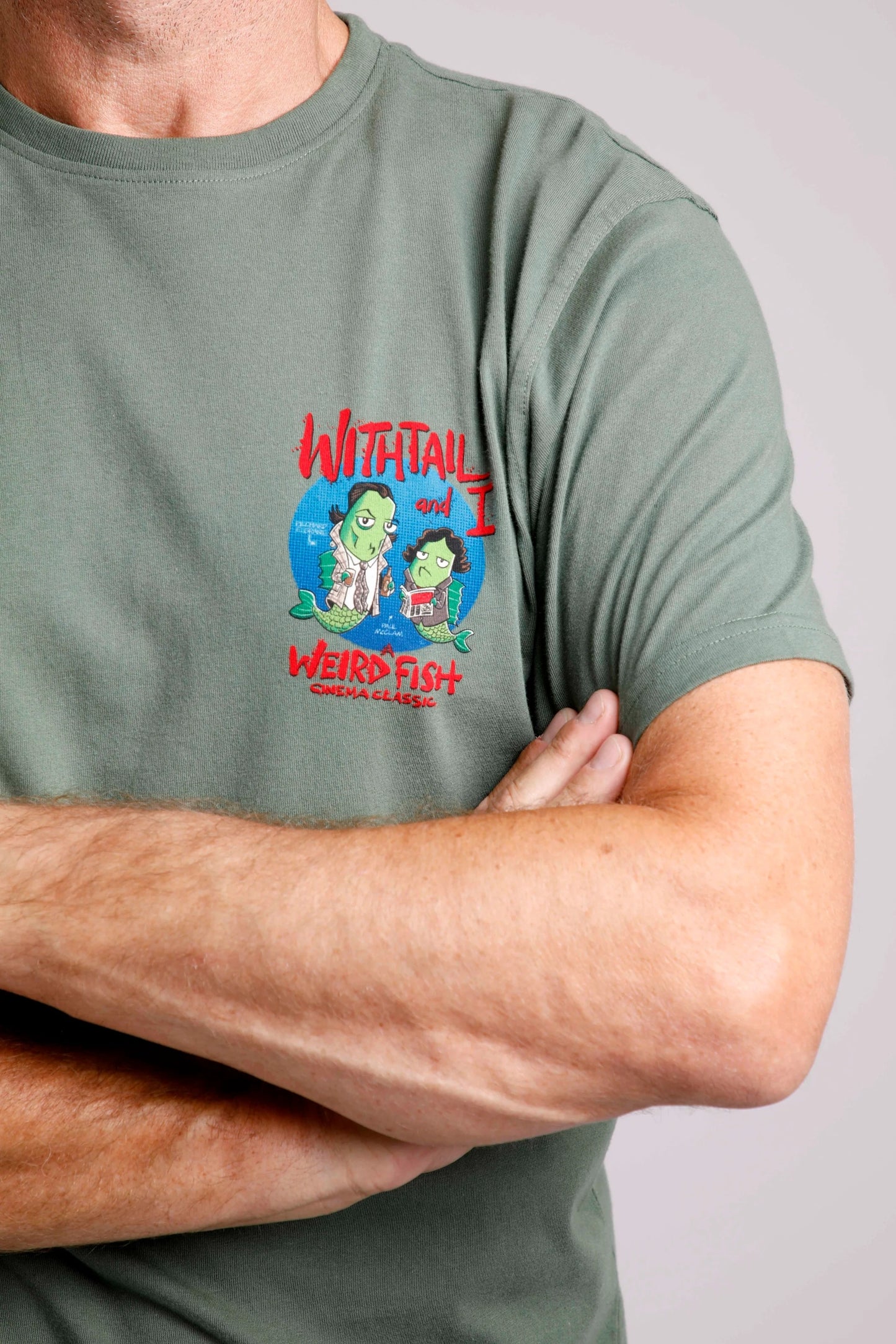 Weird Fish Mens 'Withtail and I' Printed Tee - Military Green