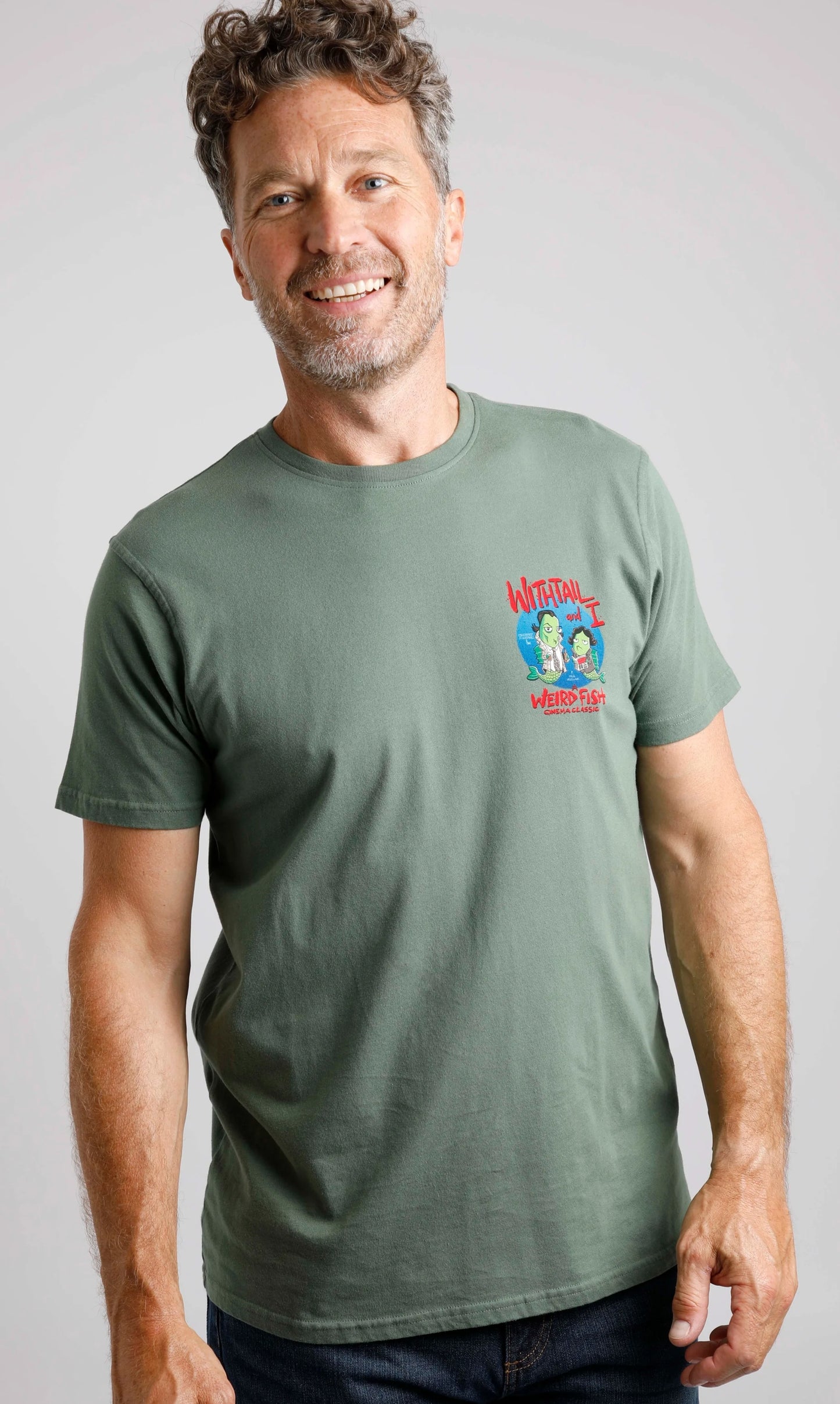 Weird Fish Mens 'Withtail and I' Printed Tee - Military Green