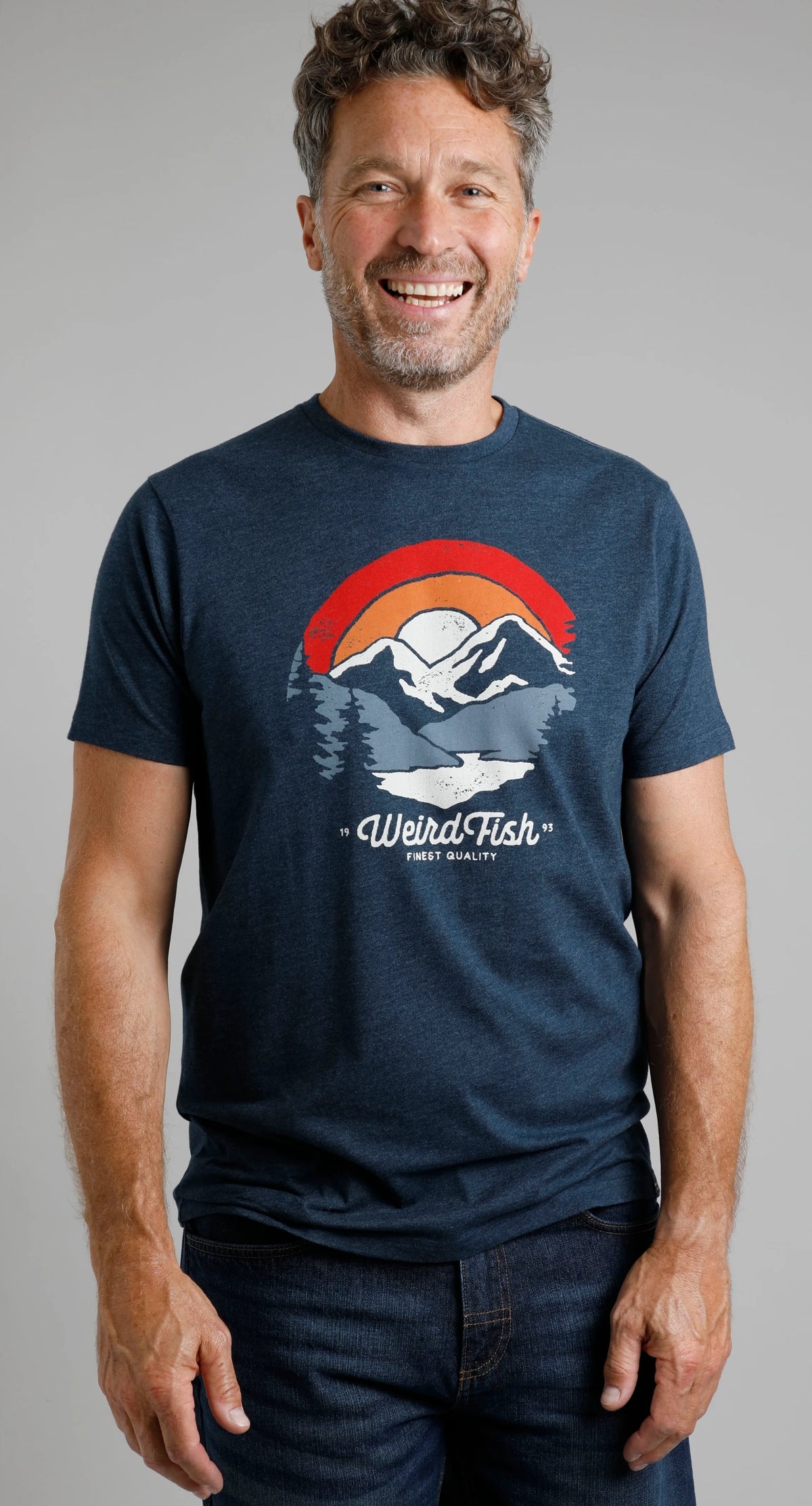 Weird Fish Mens 'Vista' Printed Tee - Navy