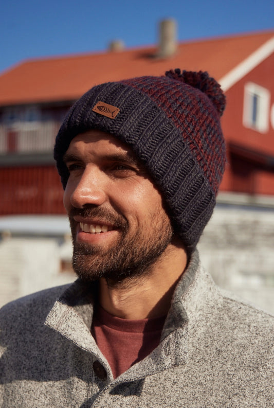 Weird Fish 'Taplow' Eco Fairisle Knitted Bobble Hat - Midnight