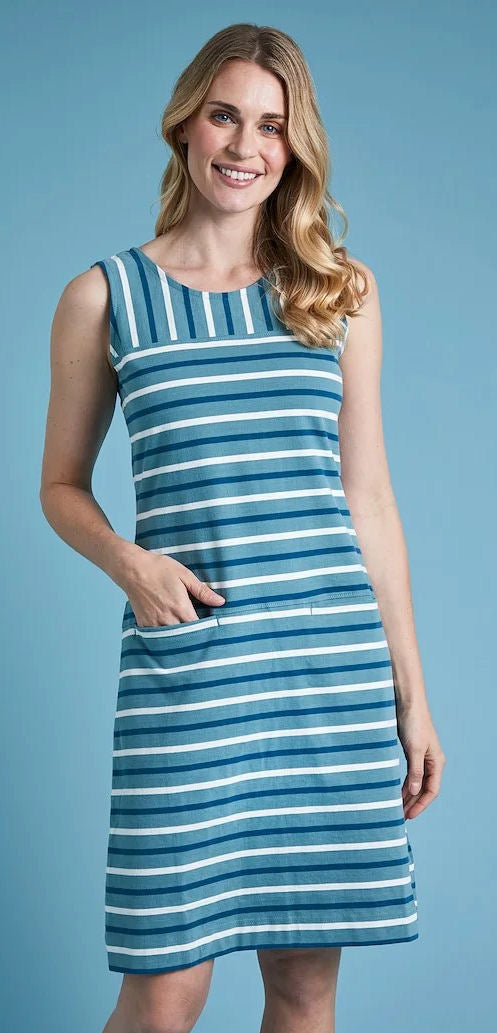 Women's blue and white best sale striped dress