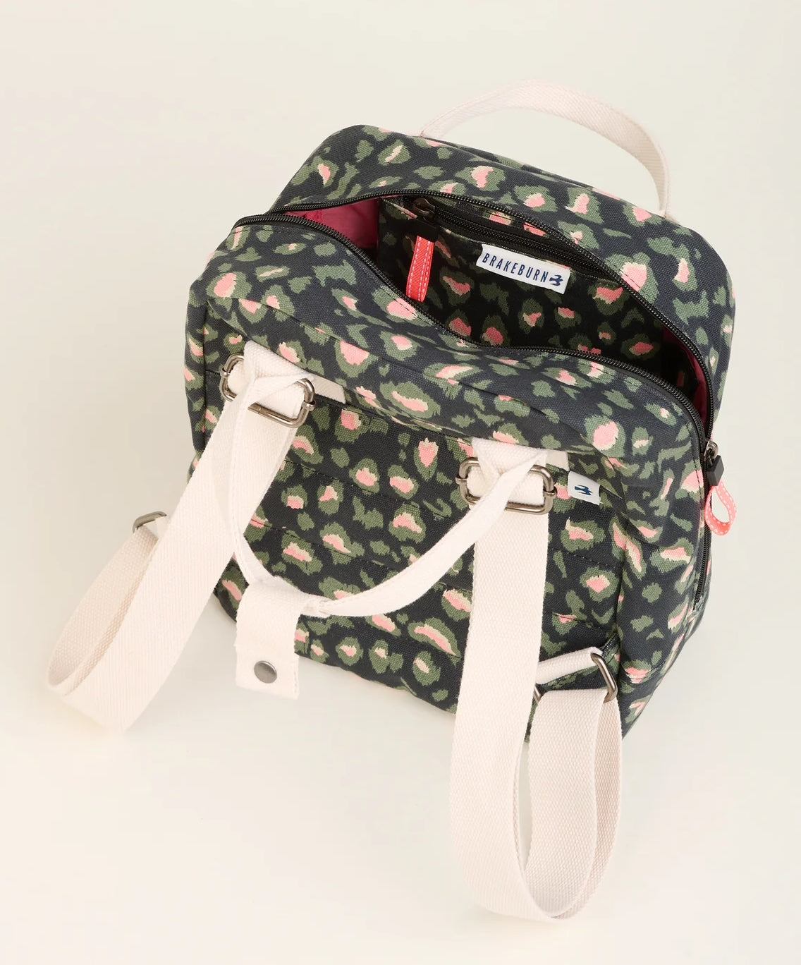 Brakeburn Khaki Leopard Print Classic Backpack - Charcoal