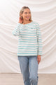 Lighthouse Womens Causeway II Long Sleeve Breton Top - Soft Teal Stripe