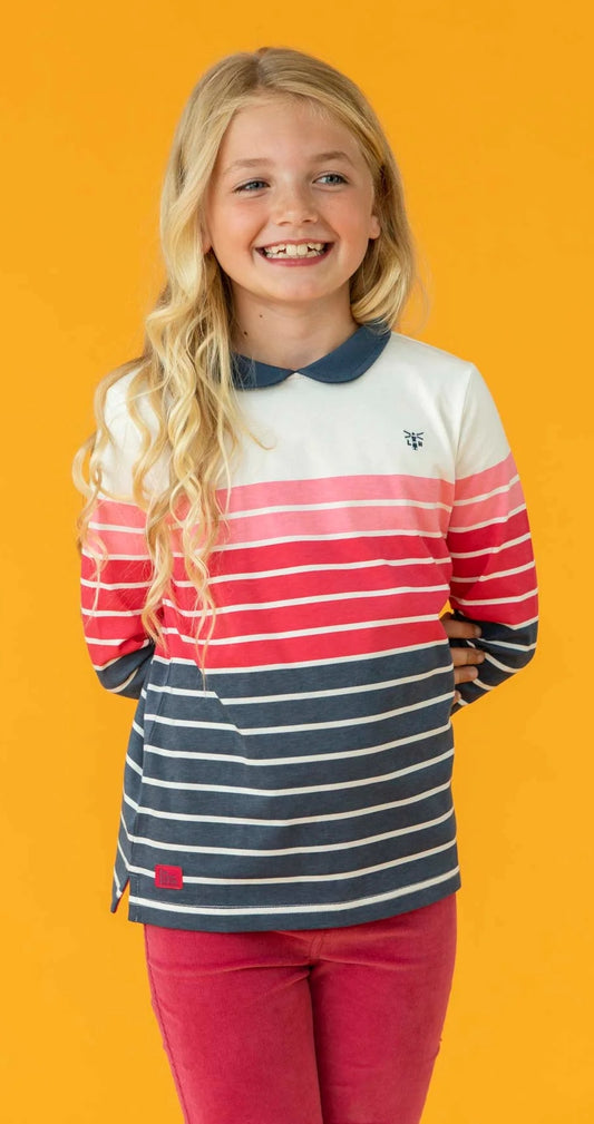 Lighthouse Kids Emmie Jersey Top - Blue Pink Stripe