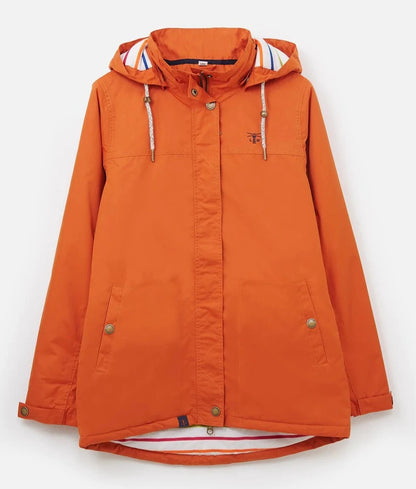 Women's waterproof Eva padded coat in Burnt Orange from Lighthouse with embroidered chest logo.
