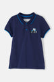 Lighthouse Kids Pier Navy Short Sleeve Pique Polo Shirt - Blue Tractor