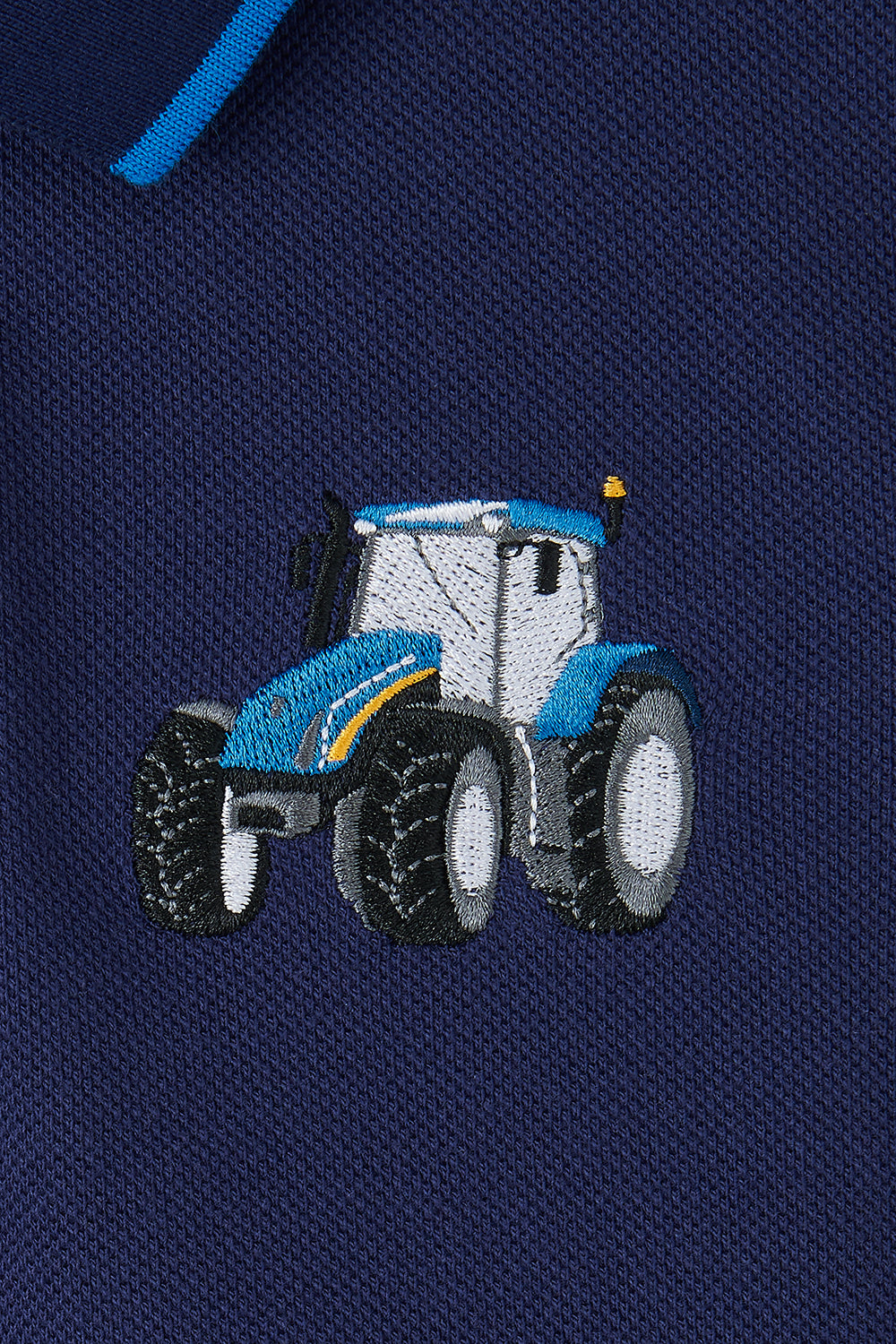 Lighthouse Kids Pier Navy Short Sleeve Pique Polo Shirt - Blue Tractor