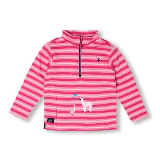 Lighthouse Kids 'Robyn' Stripe Sweatshirt - Pink Stripe Llama & Goose