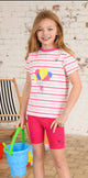 Lighthouse Kids Causeway Short Sleeve Tee Pink Stripe / Balloon Print