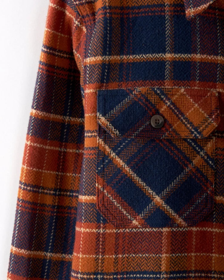 Saltrock Mens Ernie Sherpa Lined Check Shacket - Orange