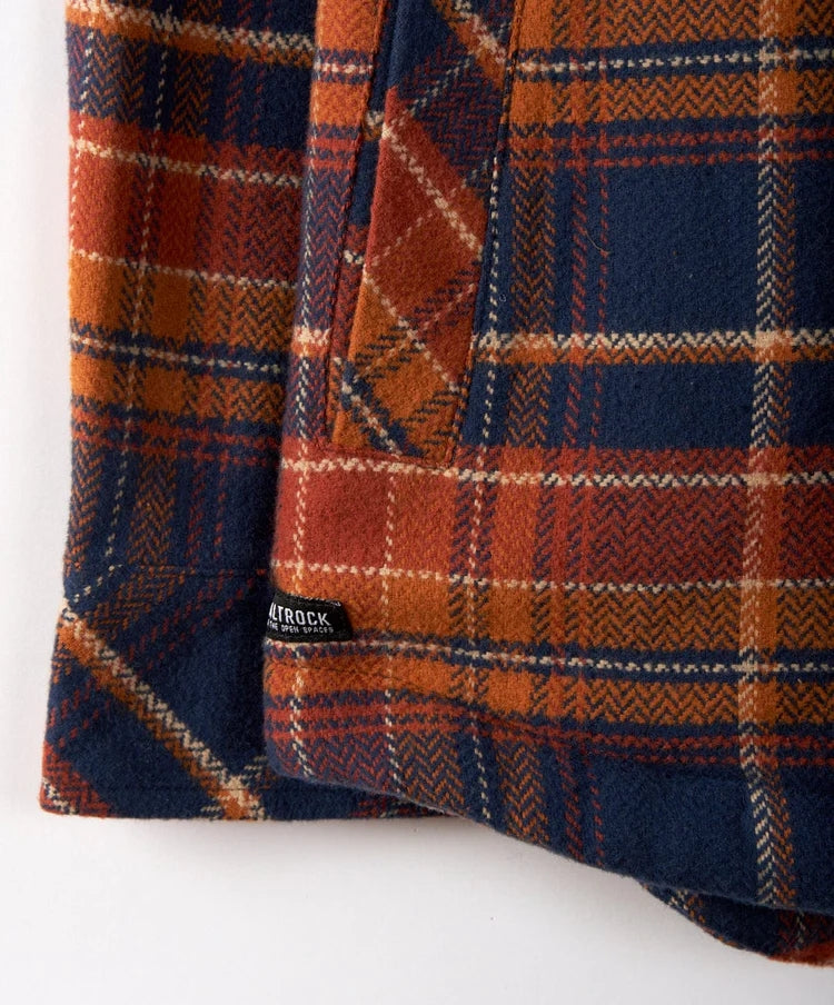 Saltrock Mens Ernie Sherpa Lined Check Shacket - Orange