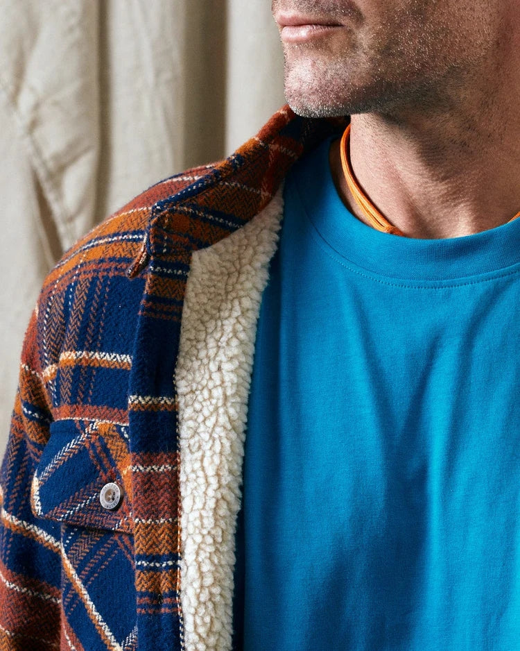 Saltrock Mens Ernie Sherpa Lined Check Shacket - Orange