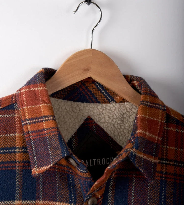 Saltrock Mens Ernie Sherpa Lined Check Shacket - Orange