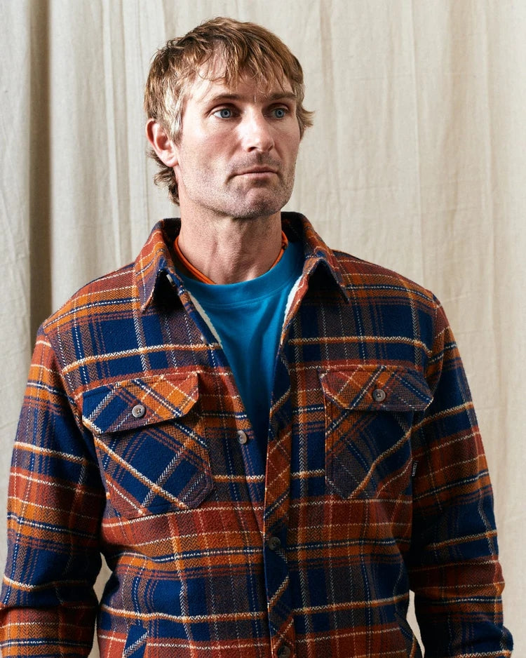 Saltrock Mens Ernie Sherpa Lined Check Shacket - Orange