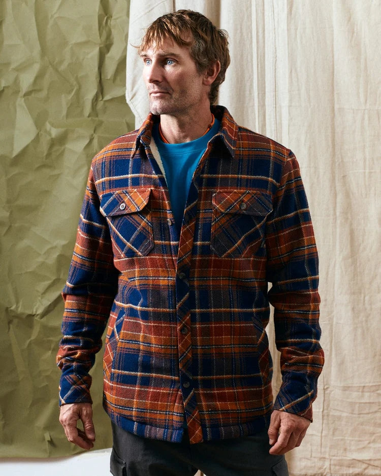 Saltrock Mens Ernie Sherpa Lined Check Shacket - Orange