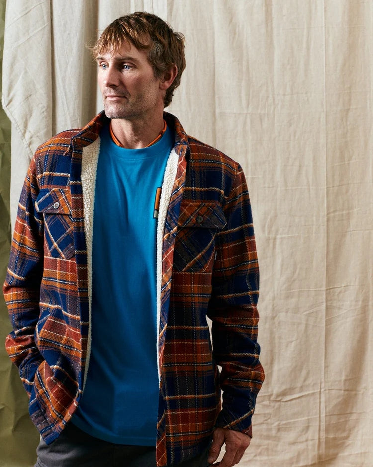 Saltrock Mens Ernie Sherpa Lined Check Shacket - Orange