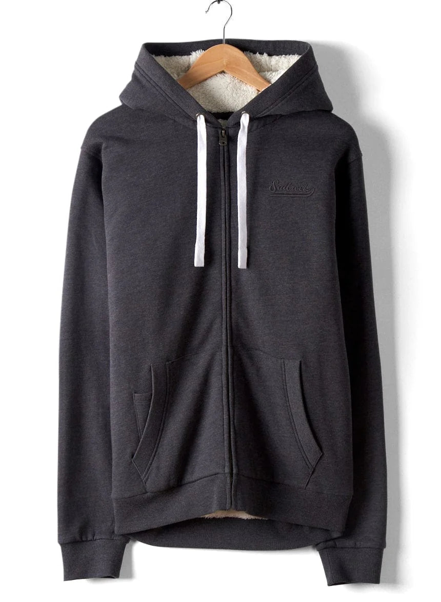 Saltrock Mens Home Run Stitch Sherpa Lined Hoodie - Dark Grey