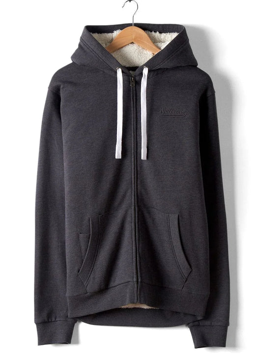 Saltrock Mens Home Run Stitch Sherpa Lined Hoodie - Dark Grey
