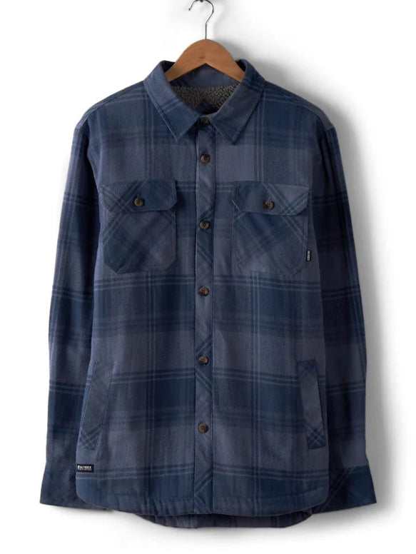Saltrock Mens Woody Sherpa Lined Check Shacket - Mid Blue
