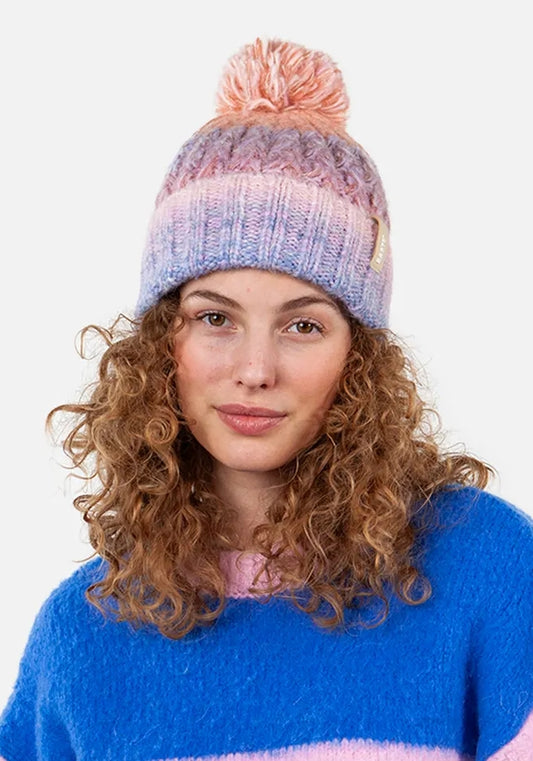 Barts Adults Catbird Knitted Beanie Bobble Hat - Lilac