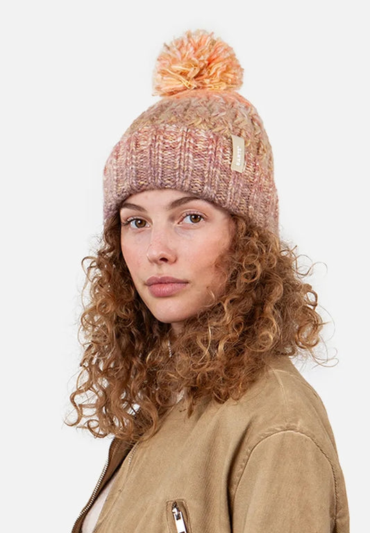 Barts Adults Catbird Knitted Beanie Bobble Hat - Berry