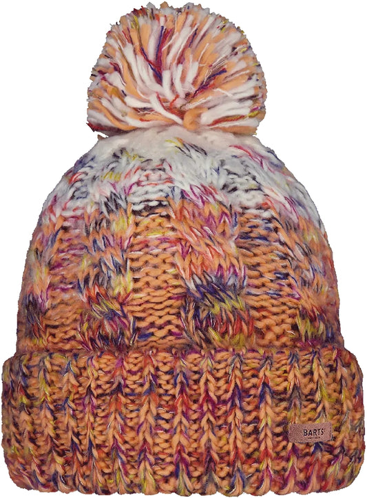 Barts Adults Iska Stripy Knitted Beanie - Apricot