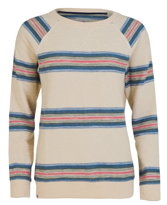 Brakeburn womens stripe jumper sweat in beige with blue and pink horizontal stripes