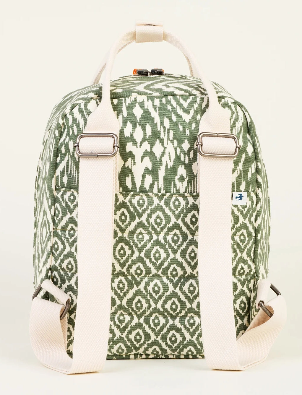 Brakeburn Ikat Mix backpack in Khaki with adjustable webbing back straps.
