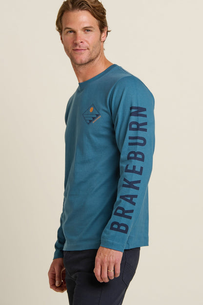 Brakeburn Mens Barrel Waves Long Sleeve Tee - Blue