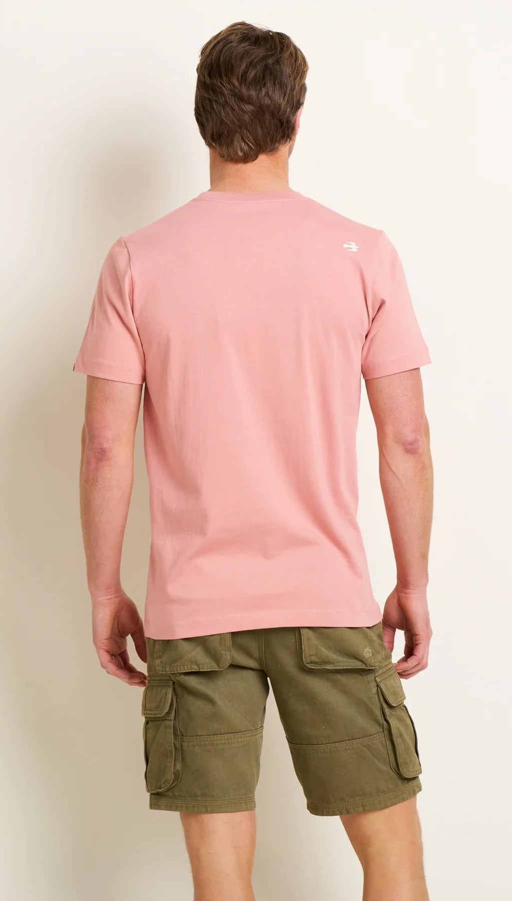 Men's short sleeve t-shirt from Brakeburn in pink with a cycling themed Blood, Sweat and Gears print.