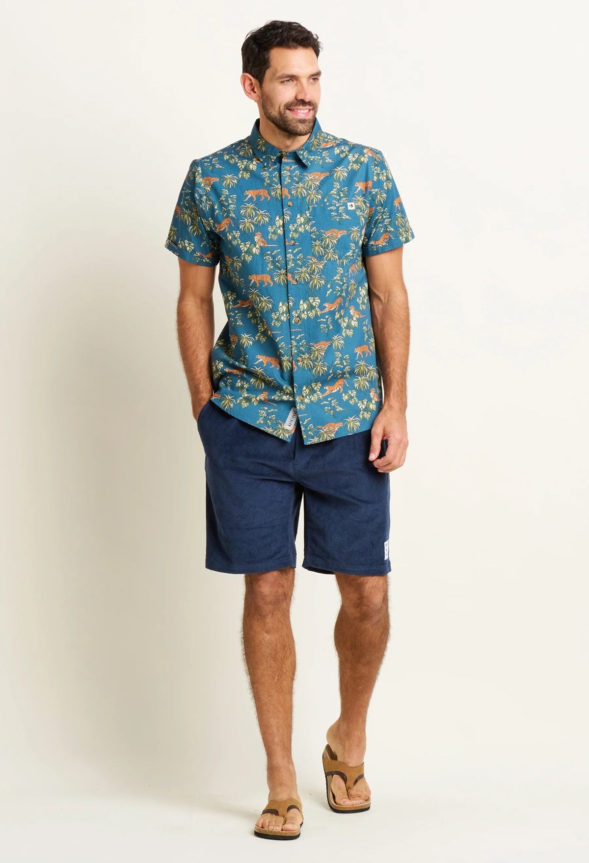 Brakeburn Mens Botanical Tiger Shirt - Blue